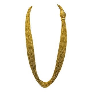 158 Gm of 18 Karat Gold With 18 Strand 24 " Long Lariat & Heavy Clasp Necklace For Sale