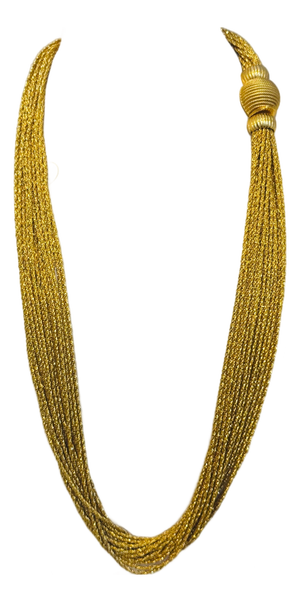158 Gm of 18 Karat Gold With 18 Strand 24 " Long Lariat & Heavy Clasp Necklace