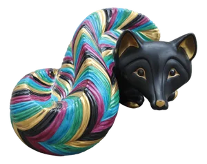 Large Florentine Porcelain Fox Sculpture with 24K Gold Details, 1980s