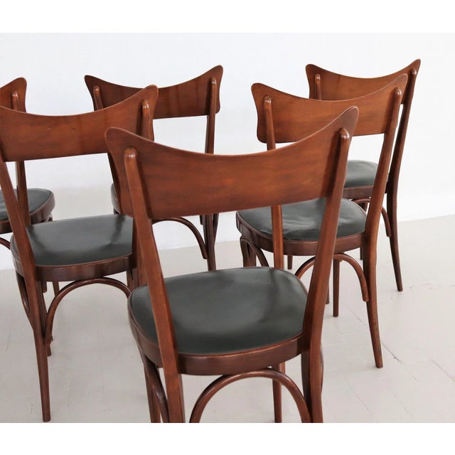 Brown Midcentury Modern Italian Dining Chairs, 1950s, Set of 6 For Sale - Image 8 of 18
