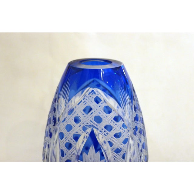 Small Vintage Vase in Cut Bohemian Crystal with Cobalt Blue, 1960s For Sale - Image 10 of 13