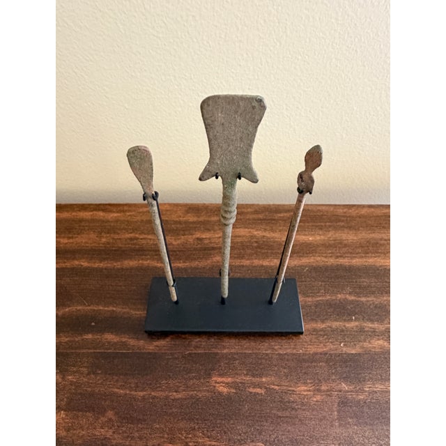 Collection of Three Ancient Roman Bronze Medical Instruments on Custom Museum Mounts For Sale - Image 4 of 9