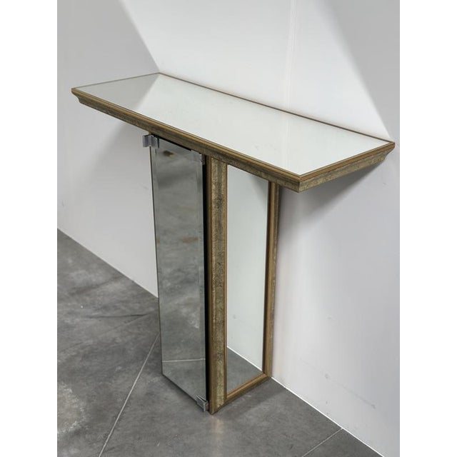 Vintage Deknudt Mirrored Console Table with Hidden Cabinet, Belgium, 1970s For Sale - Image 3 of 10