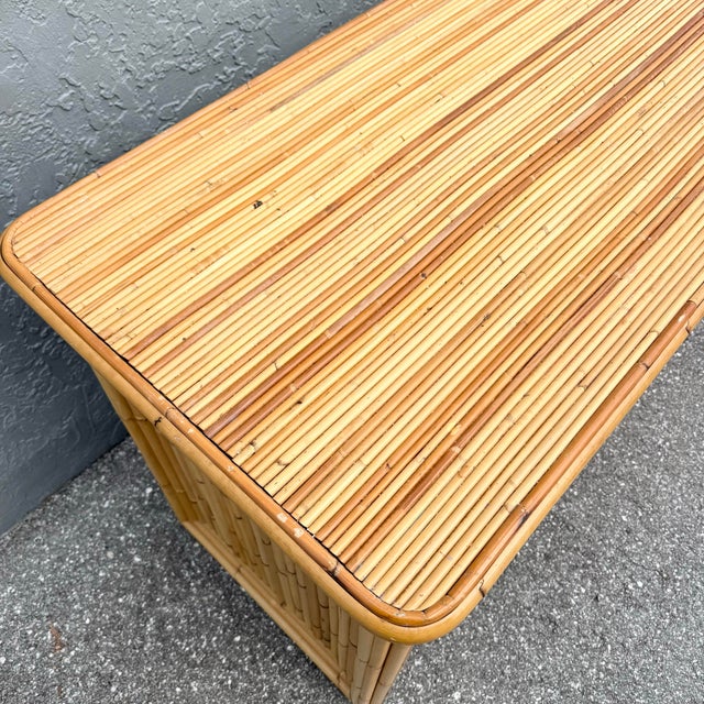 Vintage Boho Chic Pencil Reed Bamboo Writing Desk For Sale - Image 9 of 10