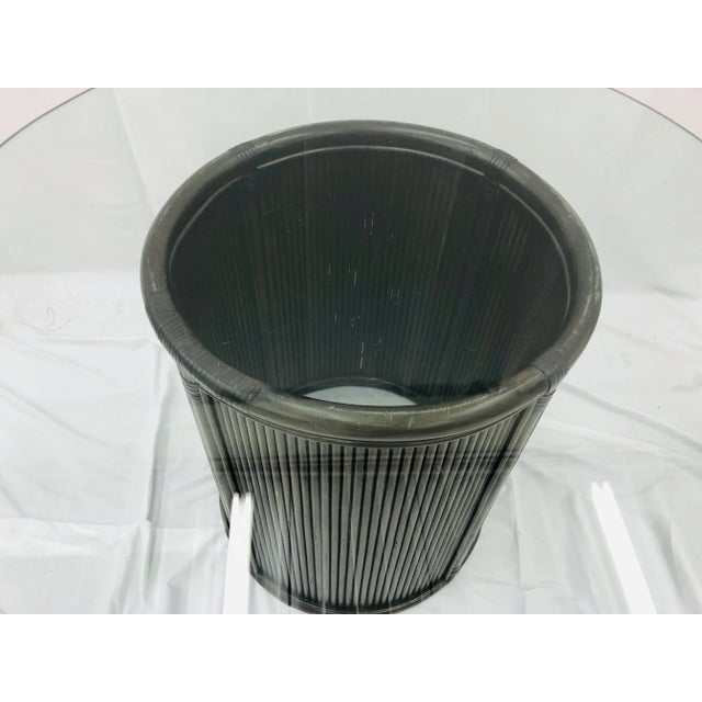 Vintage Glass & Pencil Reed Rattan Base Table For Sale - Image 10 of 11