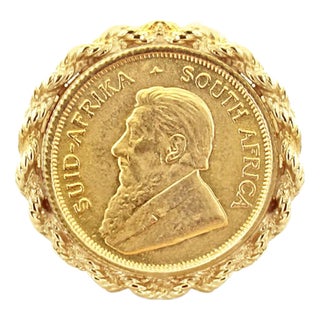 South African Coin Ring with Rope Bezel Frame, Size 9 For Sale