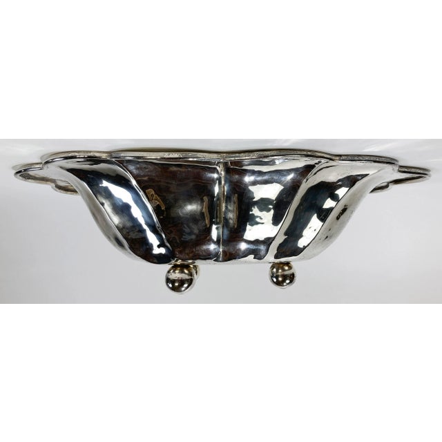 Silver Vintage Oversized Hammered Silverplate Footed Bowl For Sale - Image 8 of 9