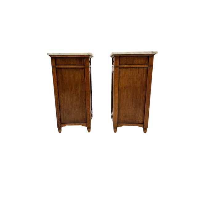 Wood Antique Art Nouveau Oak Nightstands, 1900s, Set of 2 For Sale - Image 7 of 9