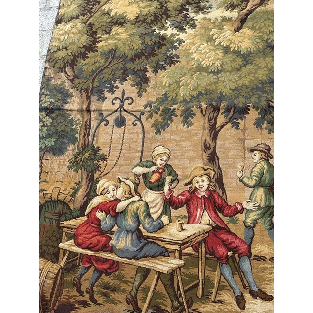Antique French Jacquard Tapestry with Village Motif in the style of Aubusson, 1970s For Sale - Image 4 of 18