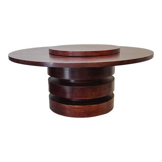72" Round Tiered Pedestal Dining Table With Lazy Susan For Sale