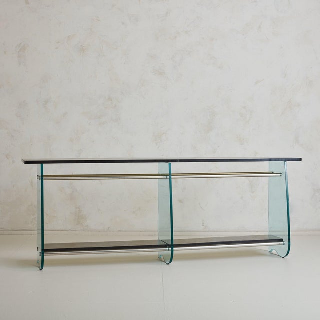 Modern Bronze Saint Gobain Glass Console, France 1979 For Sale - Image 3 of 10