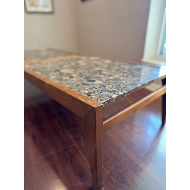 Vintage Walnut Coffee Table With Stone Inserts by Drexel, Circa 1960s. For Sale - Image 11 of 13