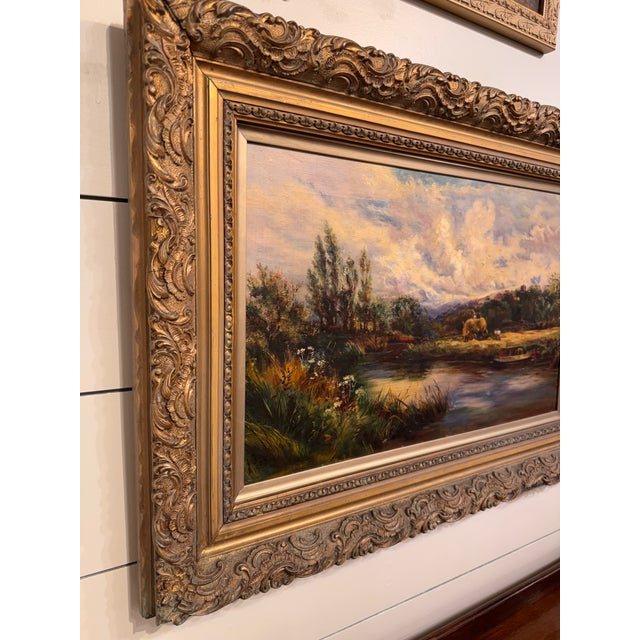 English Early 20th Century Oil on Canvas "Over the River" For Sale - Image 3 of 10