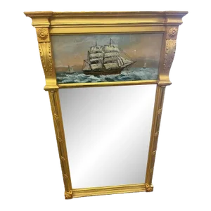 19th Century Original Lemon Gilded Reverse Painted Mirror