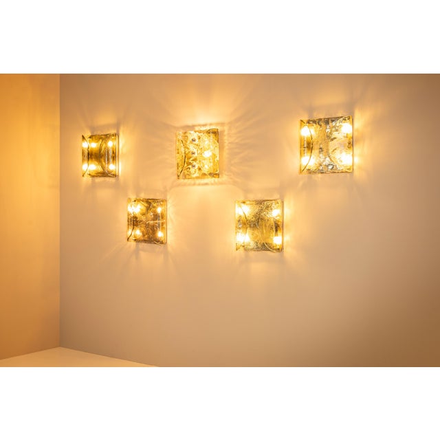 Gray Italian Latticino Ice Glass Wall Sconces, Italy, 1970s, Set of 5 For Sale - Image 8 of 18