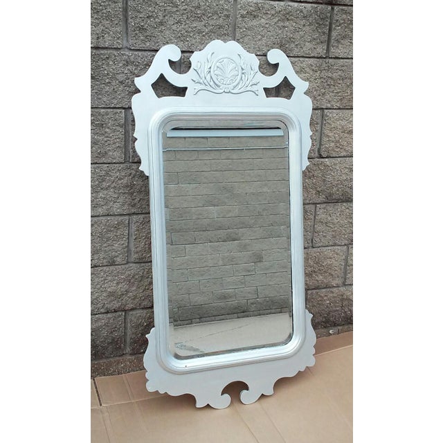 1910s Large Scale Antique Silver Painted Wall Mirror For Sale - Image 5 of 5