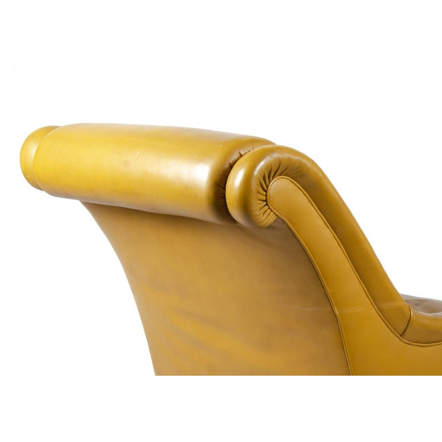 Wood Pair of 1940s Mid-Century Modern Leather Club Chairs With Parchment Paper-Covered Wood Legs, France For Sale - Image 7 of 9