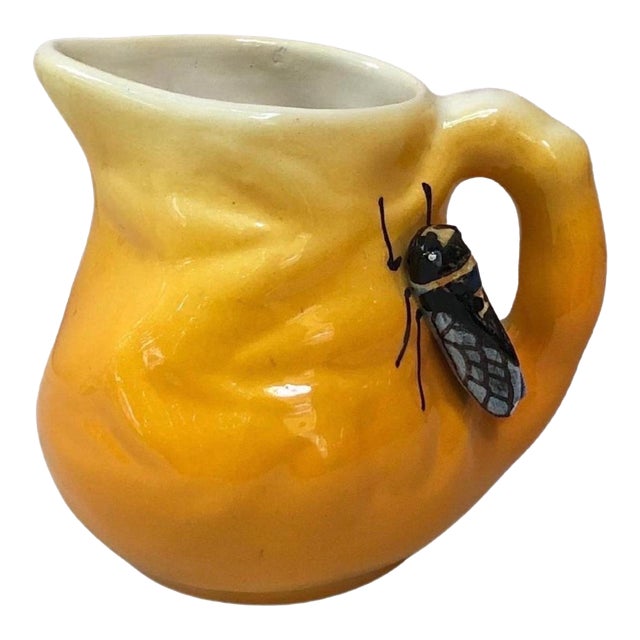 1950s Majolica Goldenrod Pitcher With Cicada Sicard Circa For Sale