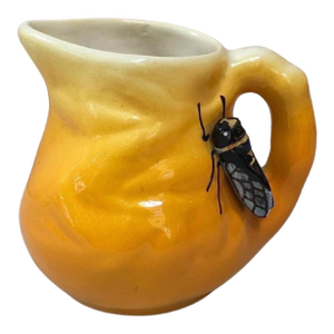 1950s Majolica Goldenrod Pitcher With Cicada Sicard Circa