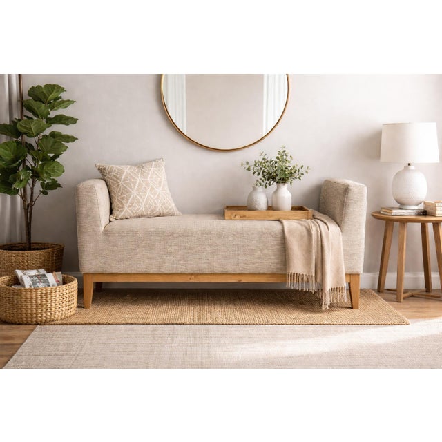 1980s Custom Los Angeles Upholstered Bench With Solid Wood Base For Sale - Image 17 of 17