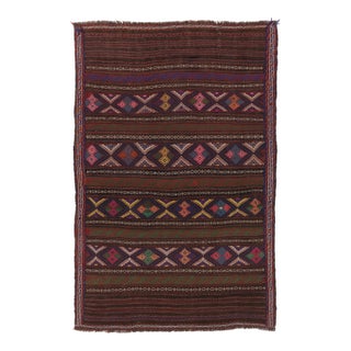 Vintage Persian Soumak Kilim, Rich Ground With Jewel Tone Motifs - Rug & Kilim For Sale