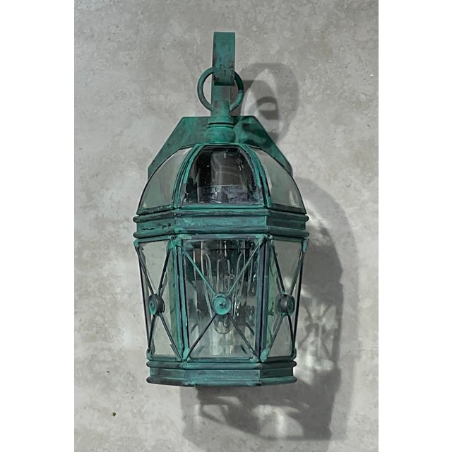 Vintage Petite Solid Brass Wall Lantern - 11” H X 5.5 W X 6” D For Sale - Image 4 of 7