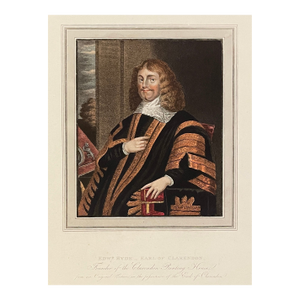 Edward Hyde Earl of Clarendon Hand Colored Antique Engraving