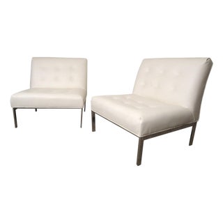 Mid 20th Century Recovered Milo Baughman Style Slipper Chairs - 2 Pieces For Sale