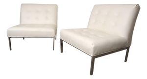 Mid 20th Century Recovered Milo Baughman Style Slipper Chairs - 2 Pieces