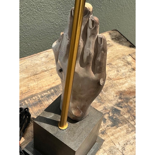 Vintage Ceramic Hand Sculpture Table Lamps - A Pair For Sale - Image 15 of 16