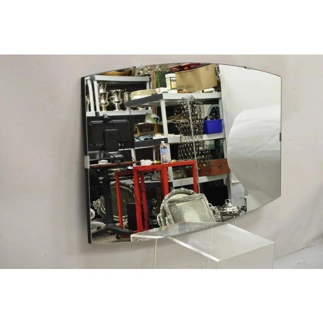 Mid-Century Modern Vintage Rway Mid Century Modern Minimalist Glass Rectangular Bowed Wall Mirror For Sale - Image 3 of 11