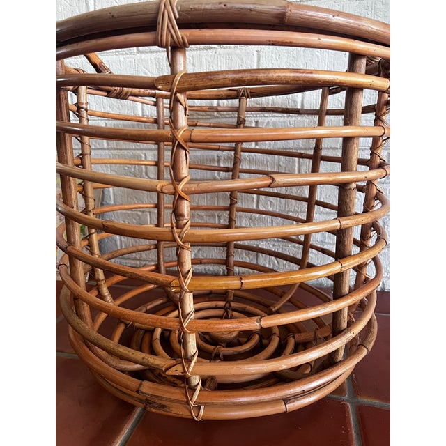 XXL Vintage Franco Albini Style Woven Bamboo Basket For Sale - Image 9 of 9