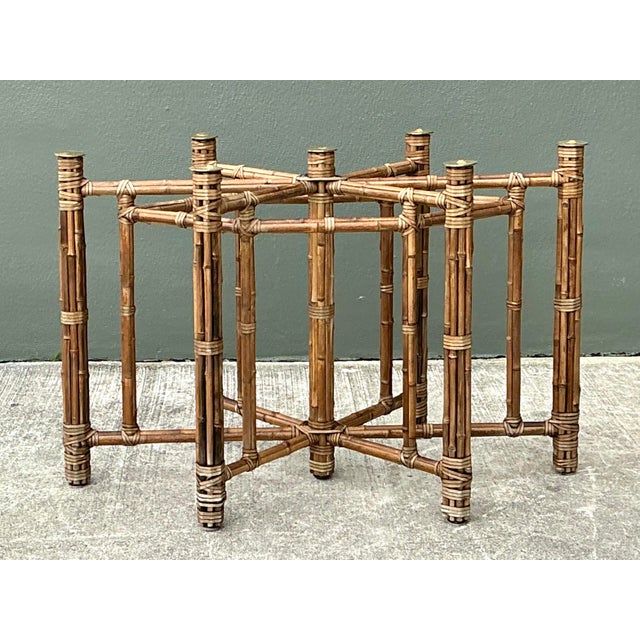 McGuire Vintage McGuire Hexagon Dining Table Pedestal For Sale - Image 4 of 12