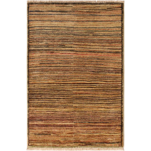 Boho Chic Gabbeh Beige/Brown Wool Rug - 2'10'' X 4'9'' For Sale - Image 10 of 10