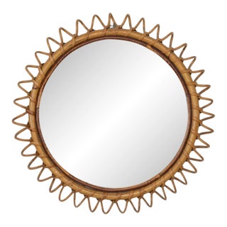 1960s Italian Spiral Rattan Mirror For Sale