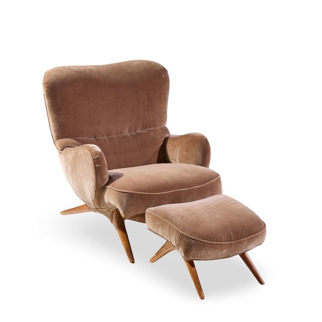 Vladimir Kagan for Dreyfuss Mid Century Highback Barrel Lounge Chair With Ottoman For Sale - Image 9 of 9
