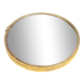 1950s Small Round Brass Mirror Tray For Sale