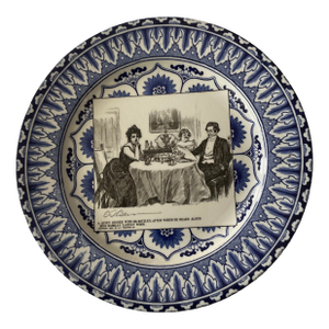Early 1900s Royal Doulton Gibson Girls Plate Titled “a Quiet Dinner With Mr. Bottles: After Which He Reads Aloud Miss Baubles Latest Work