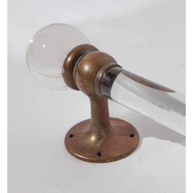 Victorian Bathroom Towel Bars With Brass and Round Glass Ends For Sale - Image 4 of 7