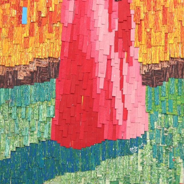 2020s Red Roses - Large Textural Layered Painted Canvas Colorful Figurative Original Artwork by Amadou Opa Bathily For Sale - Image 5 of 8