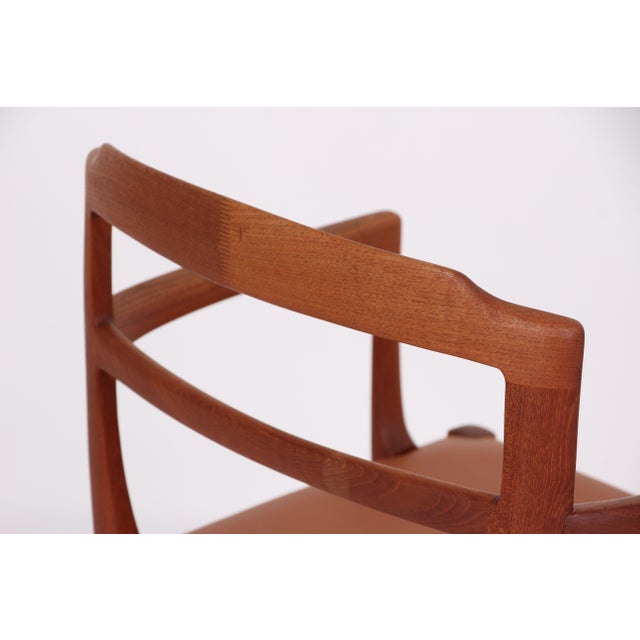Wood Armchair in Mahogany and Leather by Ole Wanscher for A. J. Iversen, Denmark, 1930s For Sale - Image 7 of 11