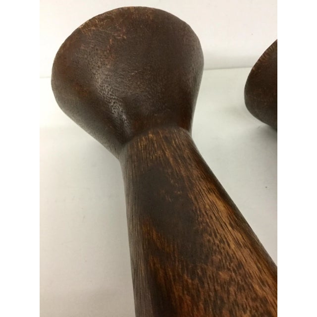 1950s Boho Chic Solid Wood Candle Holders - a Pair For Sale - Image 9 of 13