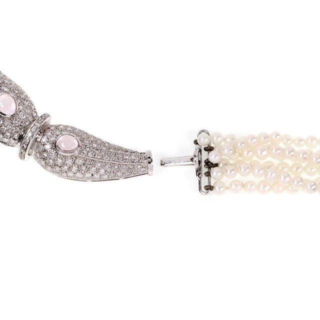 Late 20th Century Estate 9.50ct Diamond Gem 14k Gold Pearl Necklace & Earring Set, 3 Pieces For Sale - Image 5 of 6