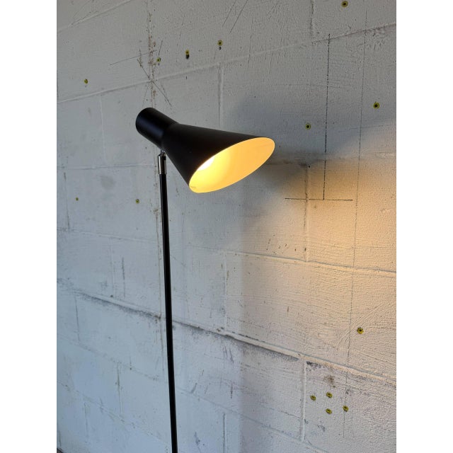 Black Metal Floor Lamp With Cone Shade Mid-Century Modern 1960s For Sale - Image 4 of 10