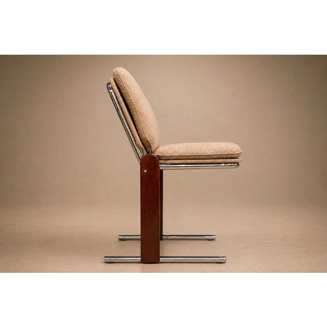 Percival Lafer “Contempo” Dining Chairs, Set of 4 — Hardwood, Chrome & Chenille, Brazil, 1970s - Lot 476B For Sale - Image 15 of 18