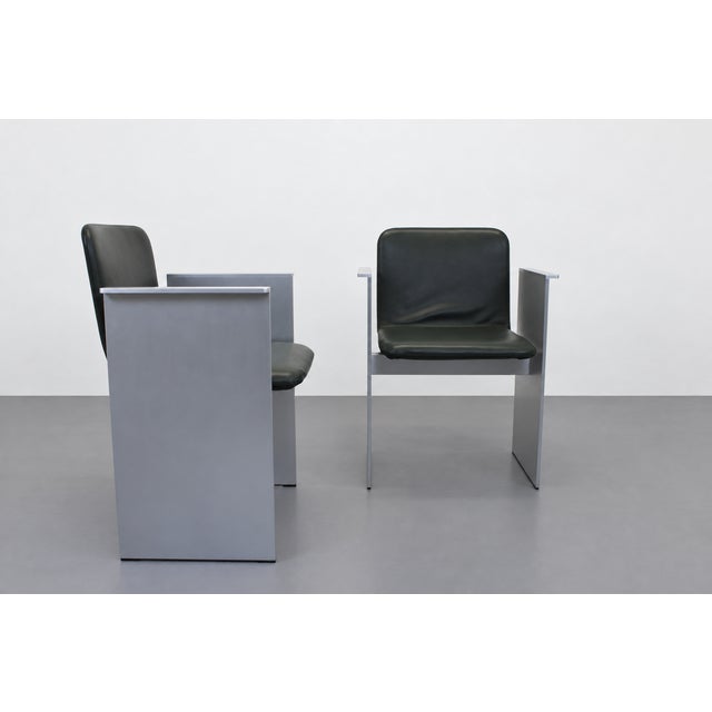Flutz Chairs in Steel and Leather by Michael Anastassiades for Cassina, 2010s, Set of 2, in Very Good conditions. Designed...