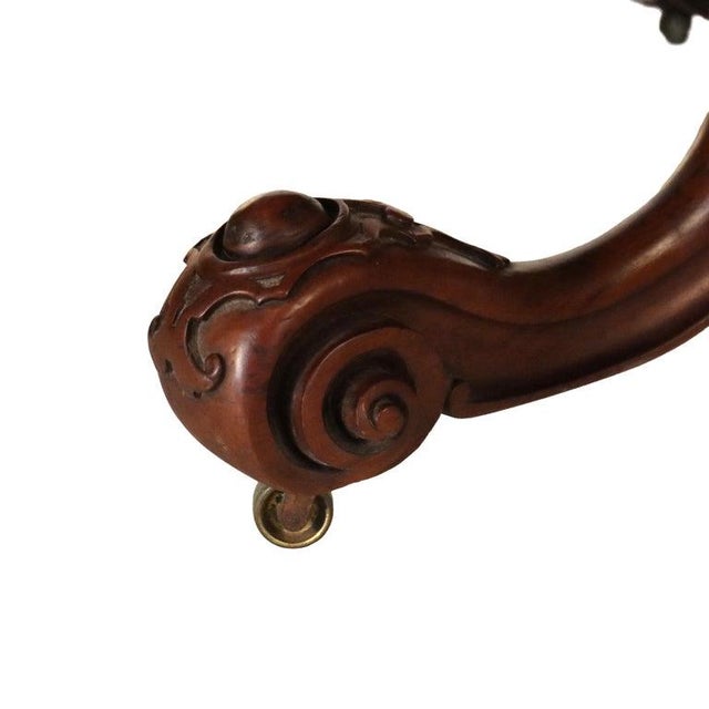 Antique Rococo Carved Mahogany Turtle Top Center Table C1890 For Sale - Image 12 of 14