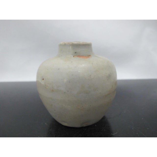 Asian Celadon Antique Pottery Small Bulbous Jarlet Vessel Vase For Sale - Image 4 of 6