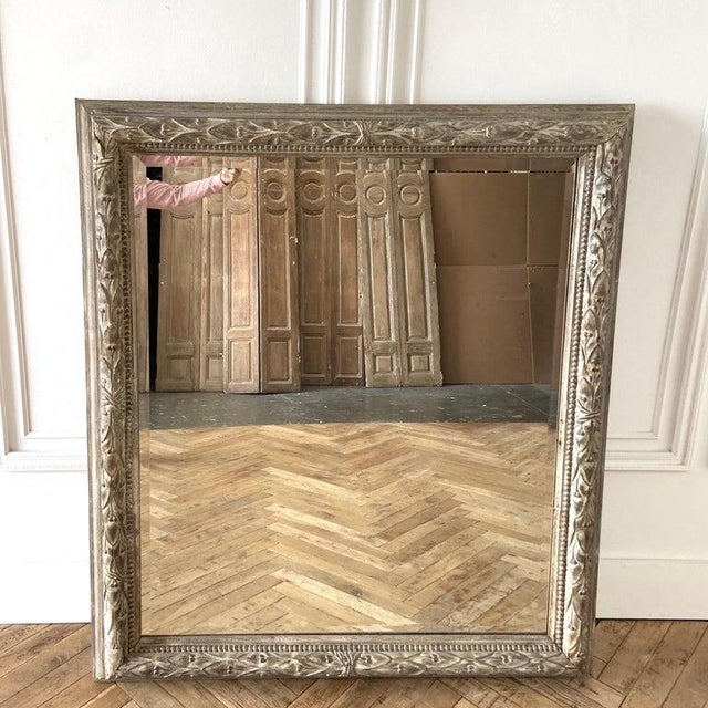 Late 20th Century Large Italian Faded Faded Stripped Gilt Wood Mirror For Sale - Image 9 of 11