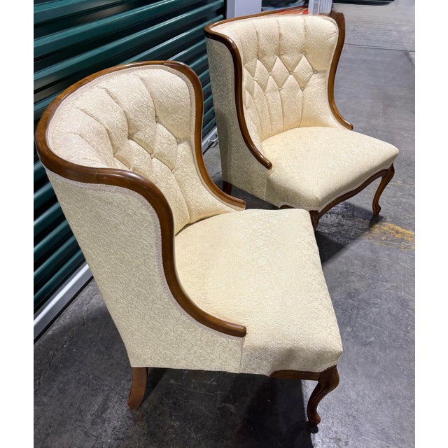 Pair of Antique Tufted Back Accent Chairs For Sale - Image 11 of 12